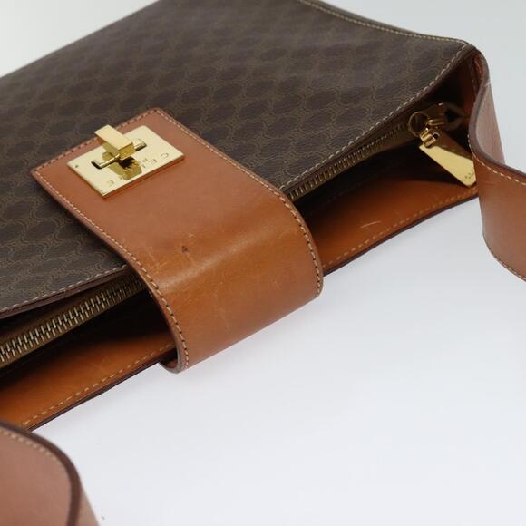 CELINE Macadam Canvas Shoulder Bag Pvc Leather Brown Gold - Picture 6 of 13